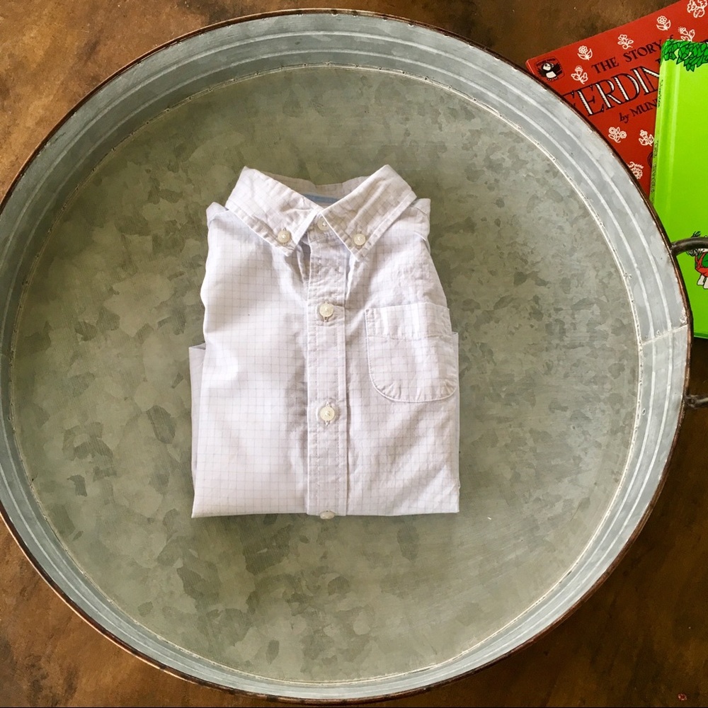 JANIE + JACK WHITE AND LIGHT BLUE BUTTON DOWN